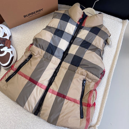 Burberry Check Drawstring Waist Down Vest — front