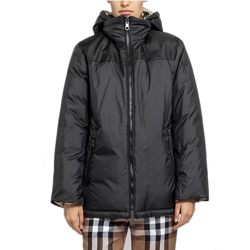 Burberry Black Hooded Puffer Jacket — front