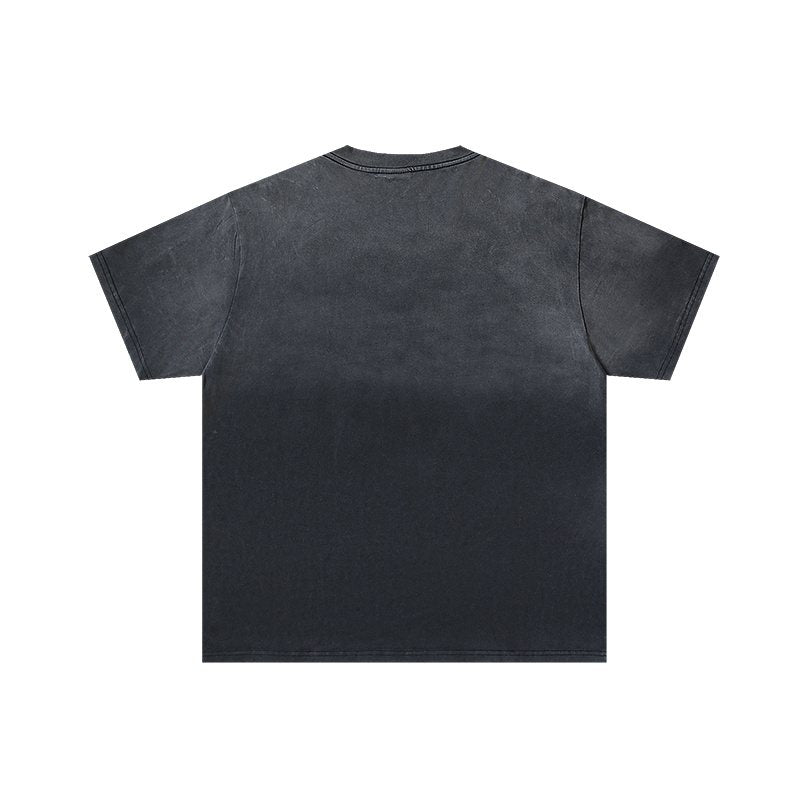 VALE USA Panther & Skull Washed Black Graphic T-Shirt — back